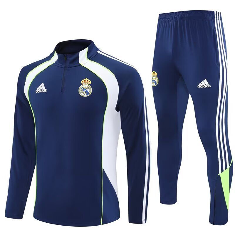 AAA Quality Real Madrid 25/26 Retro Tracksuit - Dark Blue/White